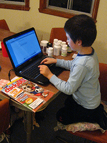 typing thank-you to grammy